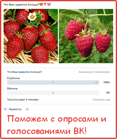 Пример накрутки голосования в группе Вконтакте (topic)